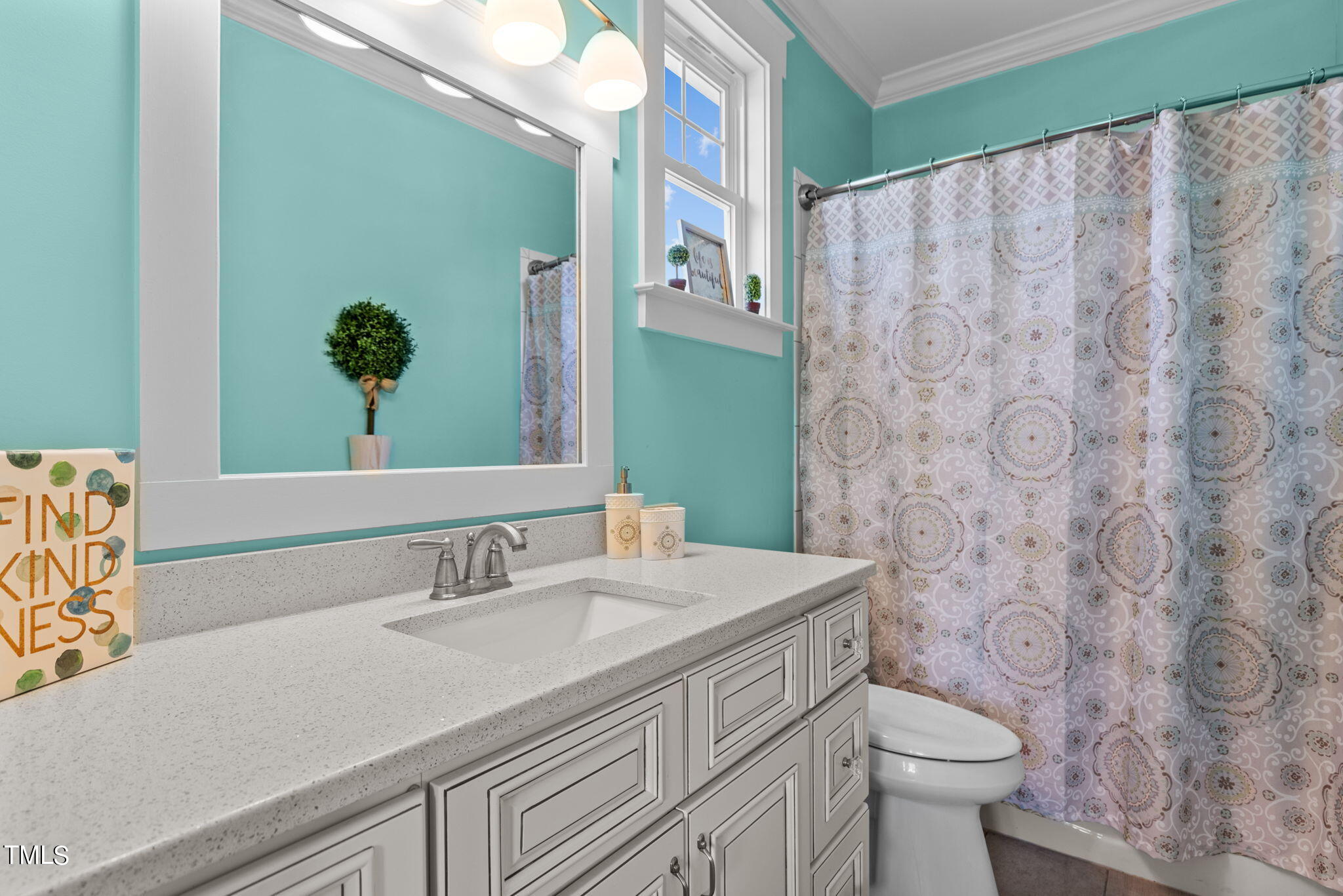 186 Polaris Point Semora, NC 27343 - Photo 32 of 73 a bathroom with a granite countertop sink and a toilet