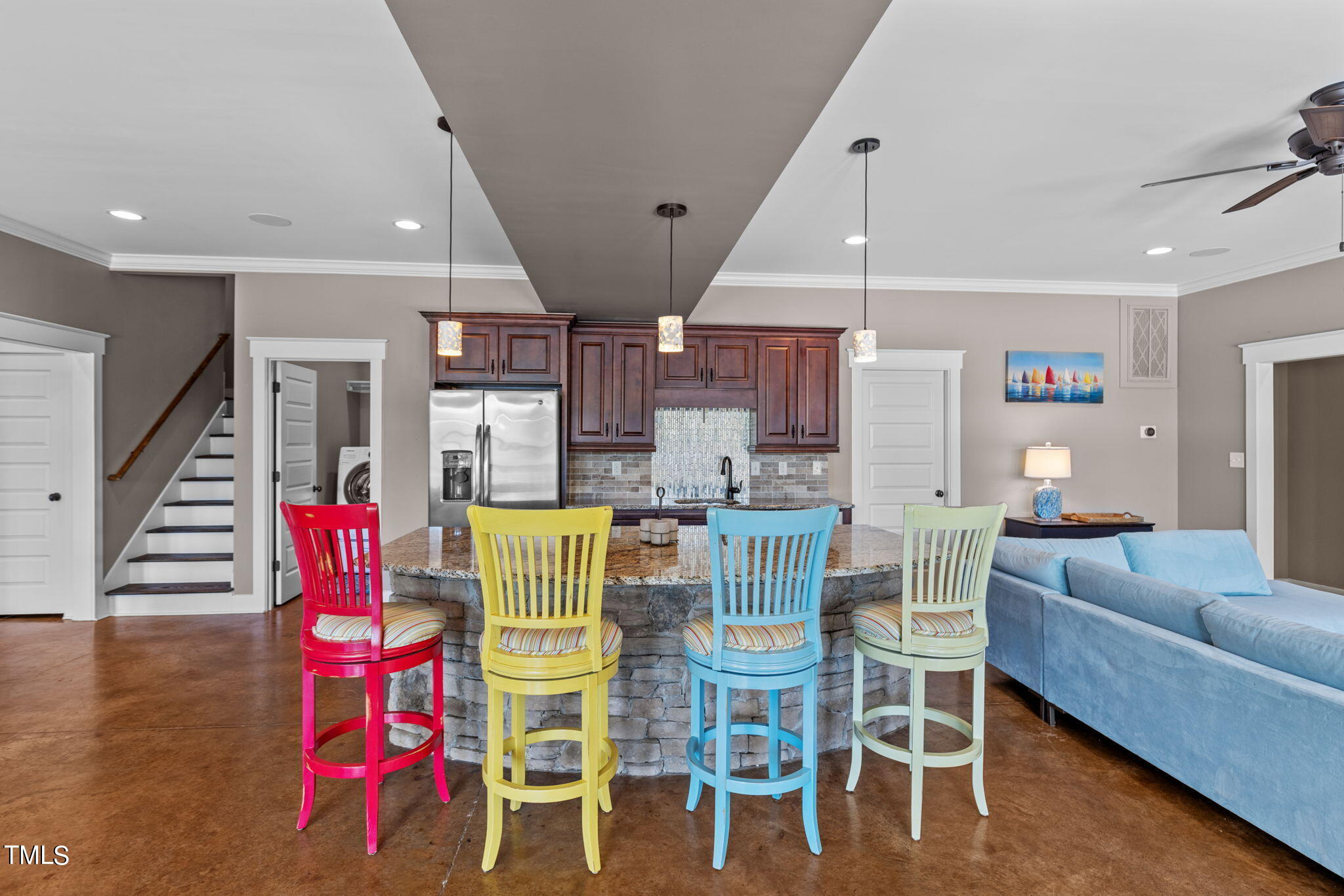 186 Polaris Point Semora, NC 27343 - Photo 39 of 73 a living room with furniture and kitchen view