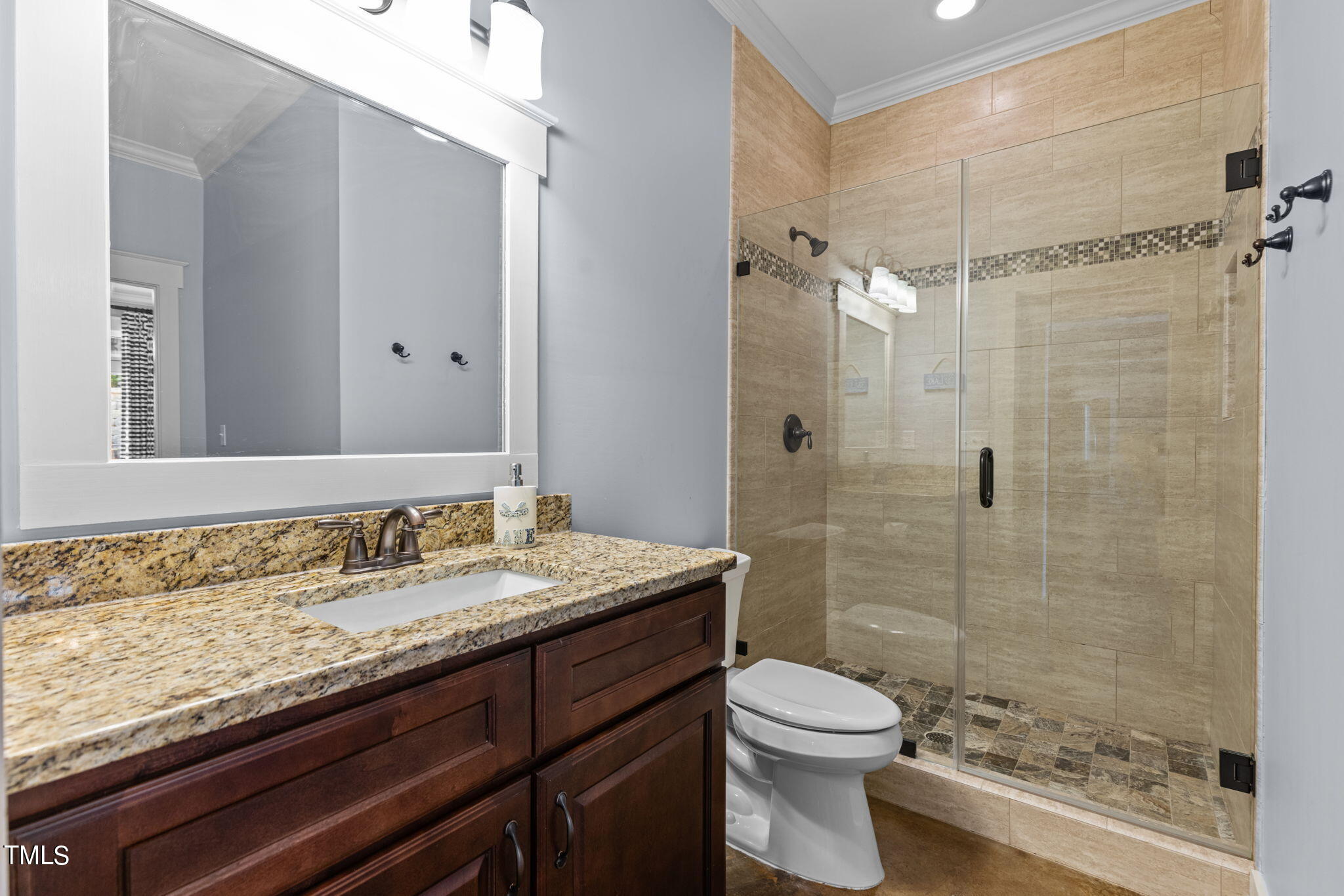186 Polaris Point Semora, NC 27343 - Photo 53 of 73 a bathroom with a granite countertop sink toilet and shower