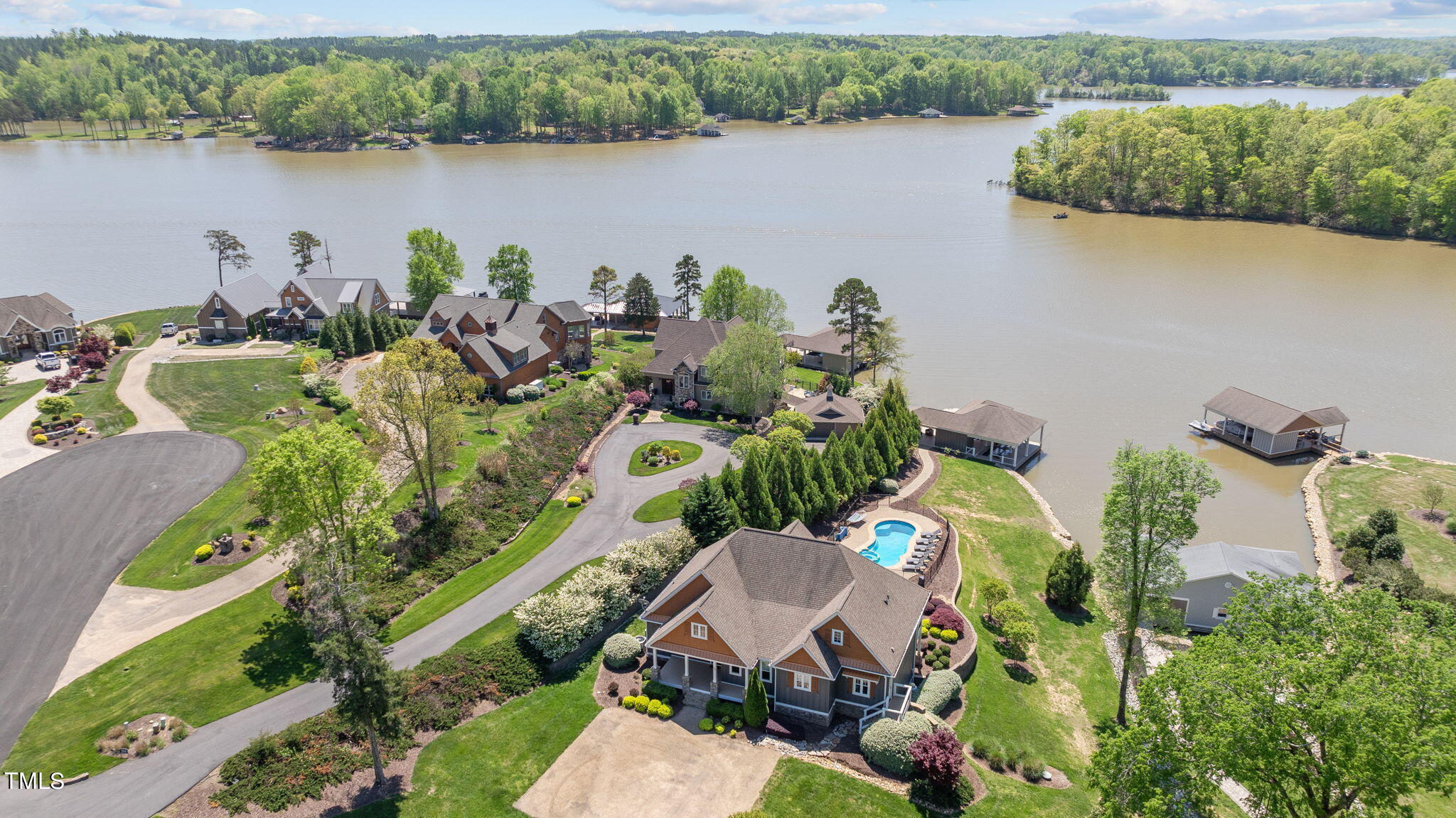 186 Polaris Point Semora, NC 27343 - Photo 64 of 73 an aerial view of a house with outdoor space and lake view