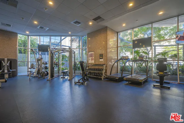 a view of a room with gym equipment