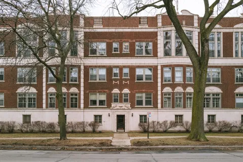 a front view of a building