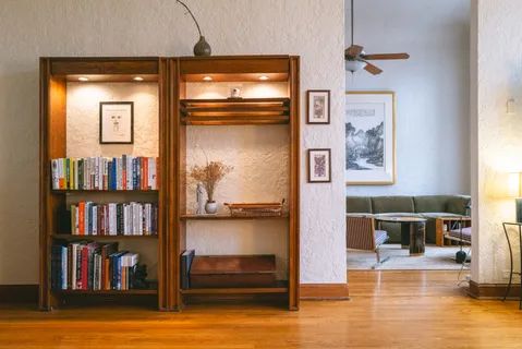 a view of a living room with furniture