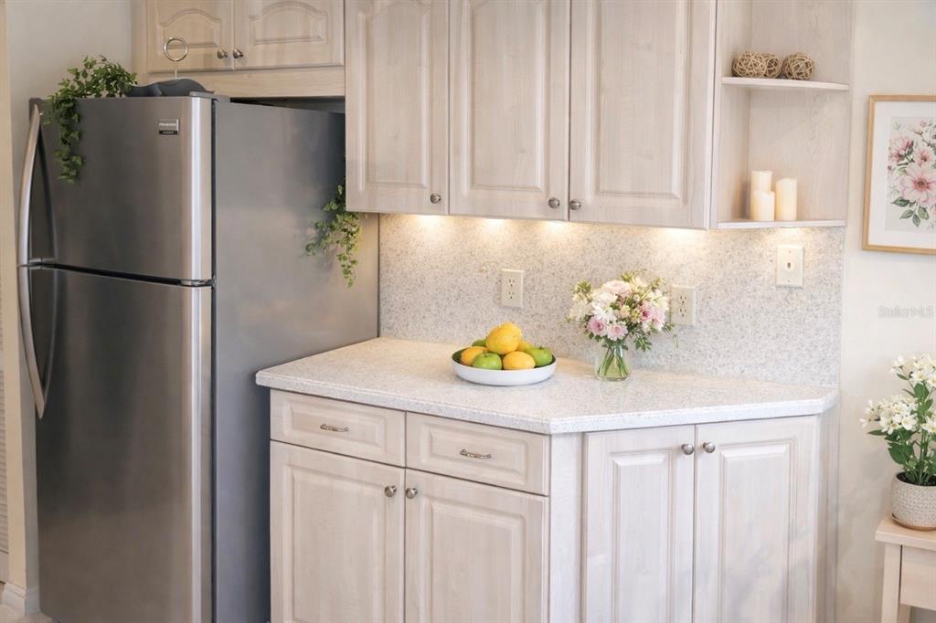 3637 Downfield Place, Unit 402 New Port Richey, FL 34655 - Photo 17 of 39 a kitchen with a sink and a refrigerator
