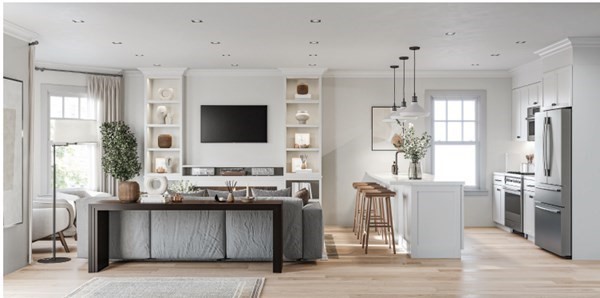 33 Boardman Street, Unit 2 Boston, MA 02128 - Photo 6 of 8 a kitchen with stainless steel appliances a stove top oven and a refrigerator