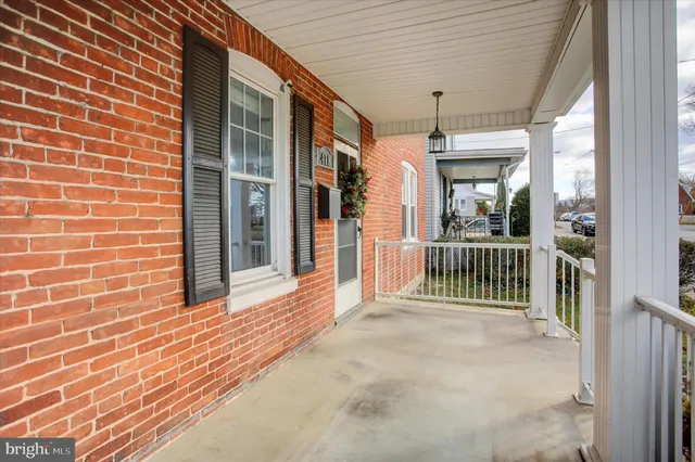 a view of a porch with a porch