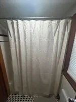 a close view of shower curtain