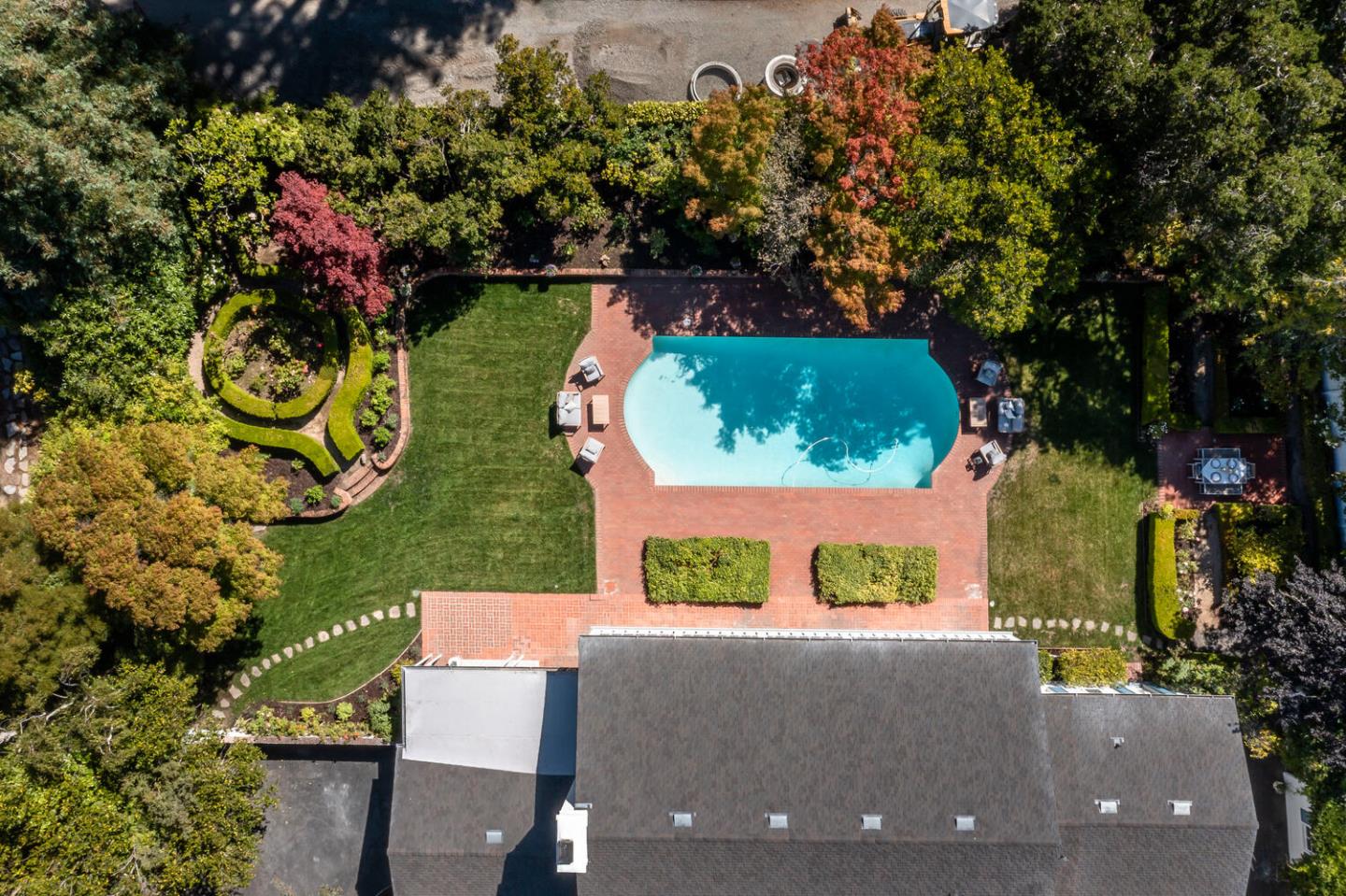 7 Windsor Drive Hillsborough, CA 94010 - Photo 52 of 57 an aerial view of a house having yard swimming pool and outdoor seating