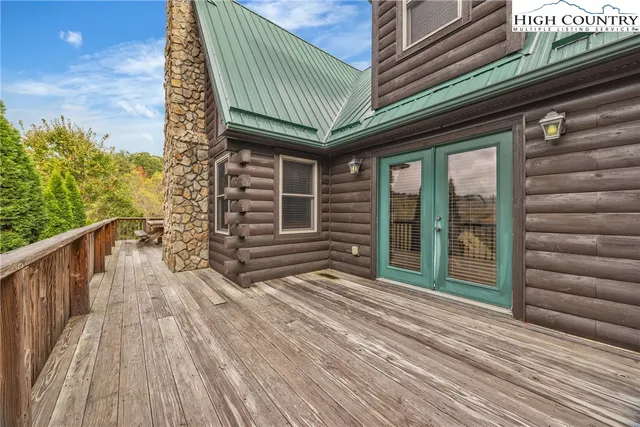 a porch with seating space