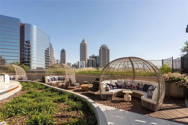 a view of a city with tall buildings