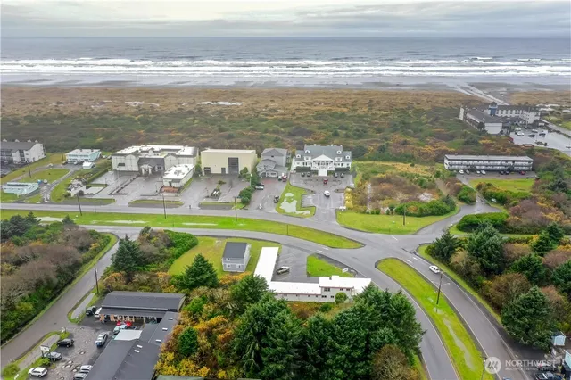 a view of a city and an ocean view
