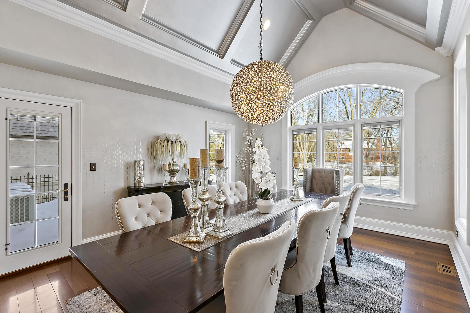 217 North Haman Road Inverness, IL 60010 - Photo 18 of 61 a view of a dining room with furniture wooden floor and chandelier