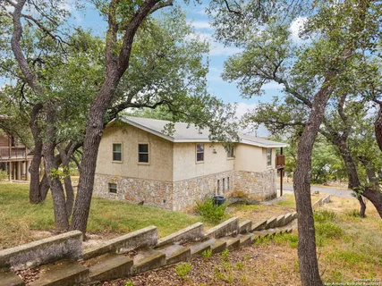 a view of a house with a yard and large tree