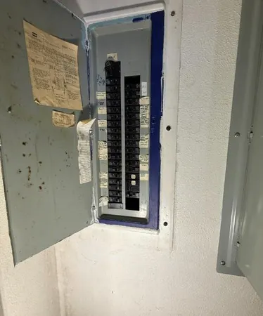 a view of a closet from a window