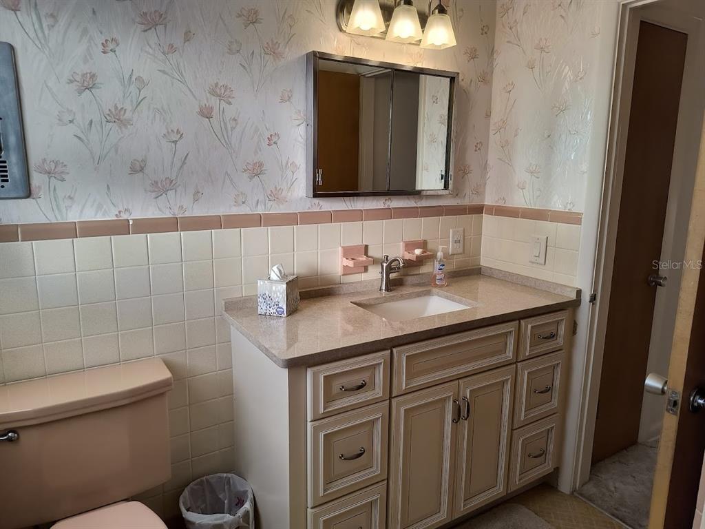 732 Keene Road Largo, FL 33771 - Photo 18 of 38 a bathroom with a sink a toilet and mirror