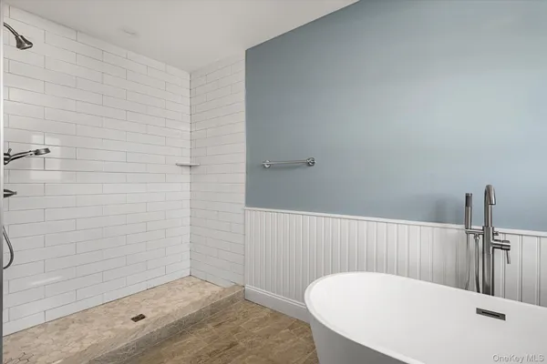 a bathroom with a tub