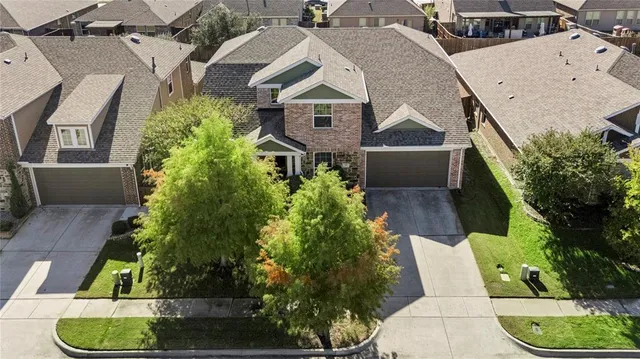 an aerial view of a house