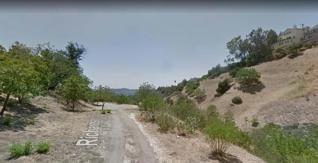 a view of a yard with plants and wooden fence