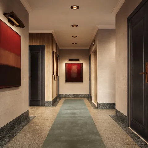 a view of a bathroom with a glass door