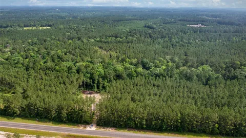 a view of a green field with lots of bushes