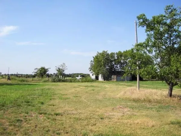 a view of a field with an trees