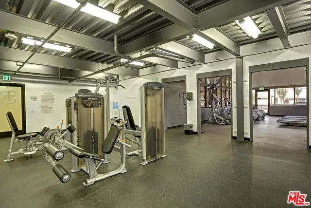 a view of a room with gym equipment