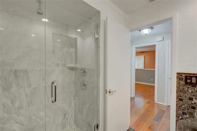 a bathroom with a shower