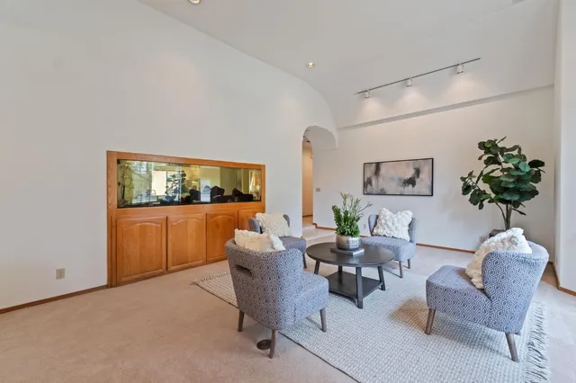 a large white room with a large window