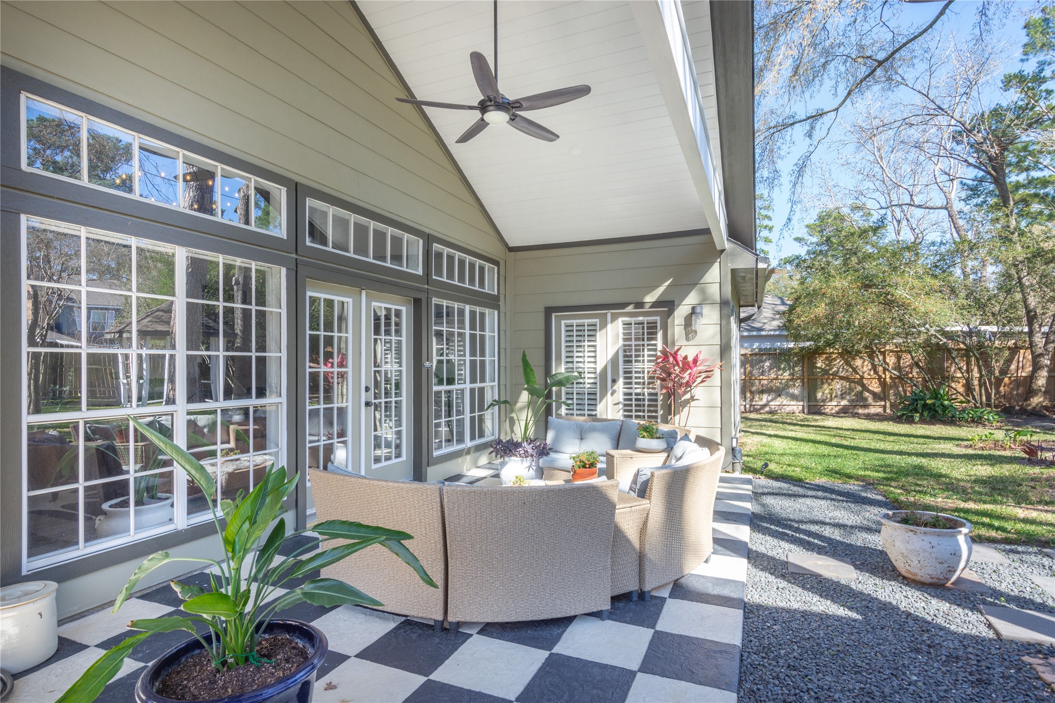 6211 Kingscrest Lane Spring, TX 77389 - Photo 1 of 39 a view of a patio with couches and potted plants