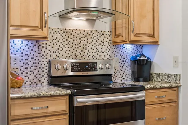a stove top oven sitting inside of a kitchen