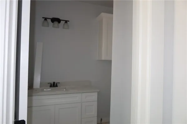 a view of a yard with plants and trees