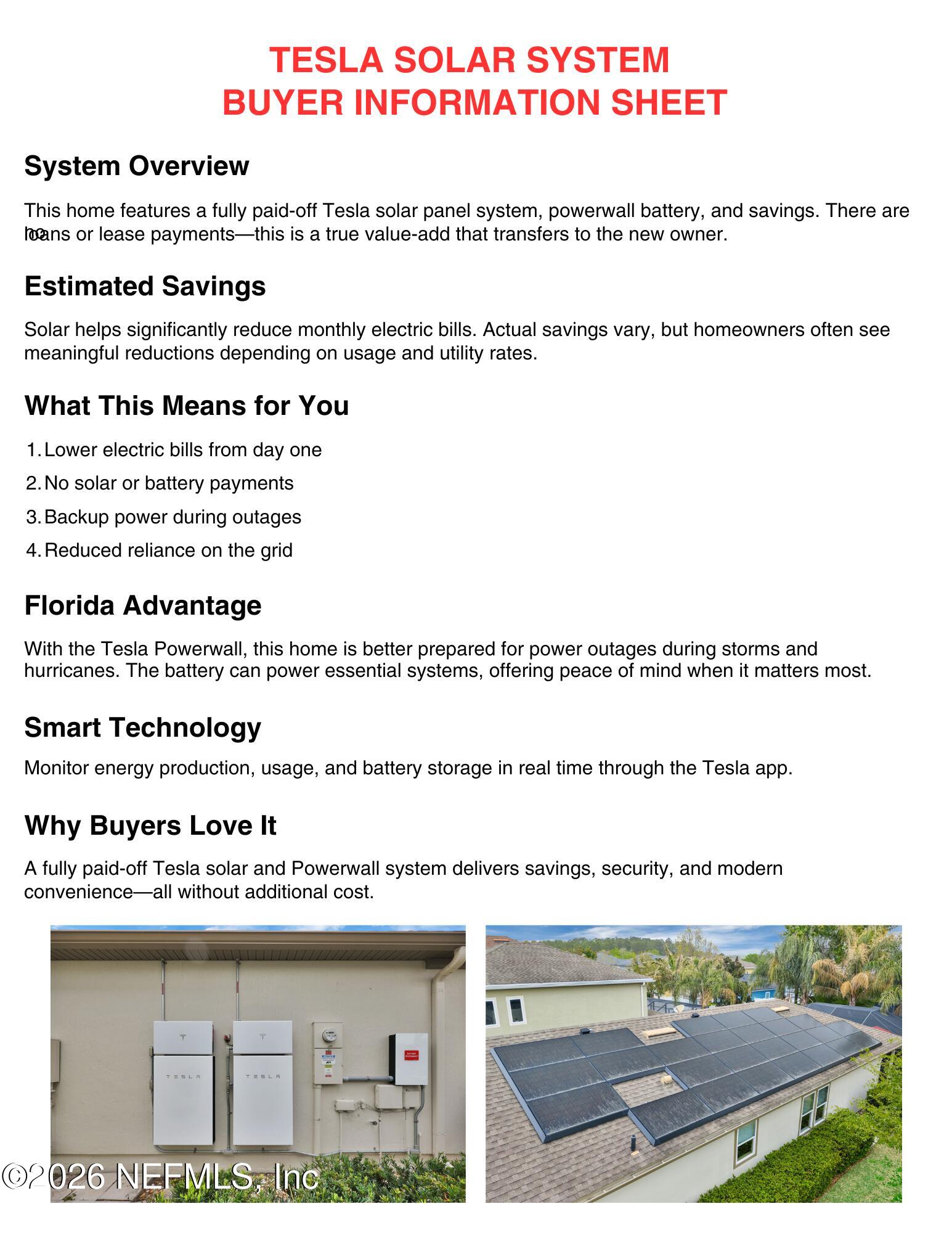 180 Taylor Ridge Avenue Ponte Vedra, FL 32081 - Photo 52 of 88 Tesla Solar System Info.