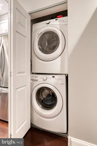 a utility room with dryer and washer
