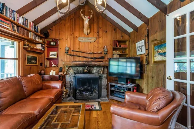 a blue building with glass windows