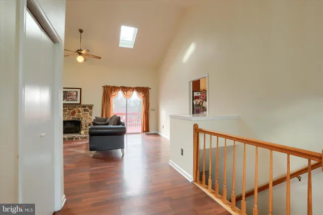 a view of a livingroom with furniture and wooden floor