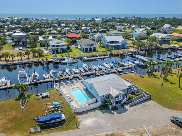 an aerial view of a house