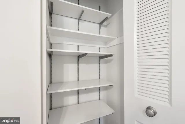 a view of an empty walk in closet