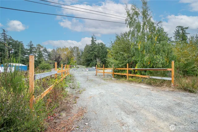 a view of outdoor space with trees all around