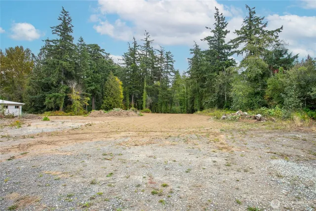 a view of backyard of a house