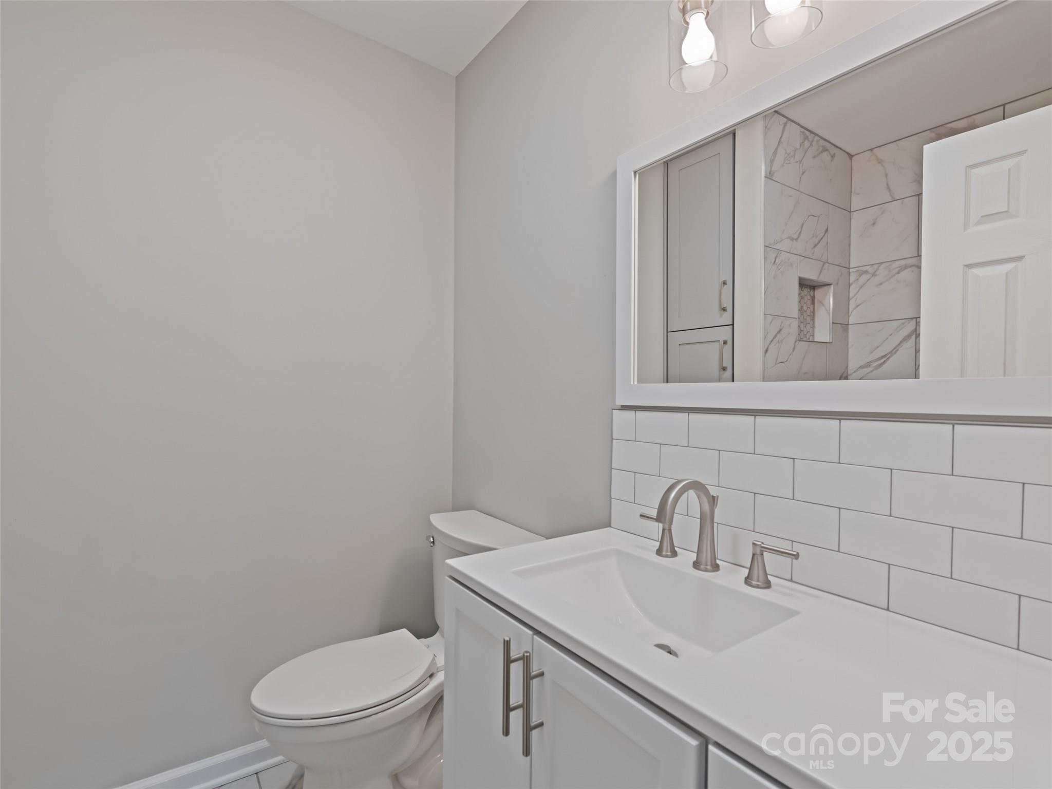 10 New Bern Drive Fletcher, NC 28732 - Photo 14 of 30 a bathroom with a sink a toilet and mirror