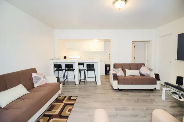 a living room with furniture and a couch