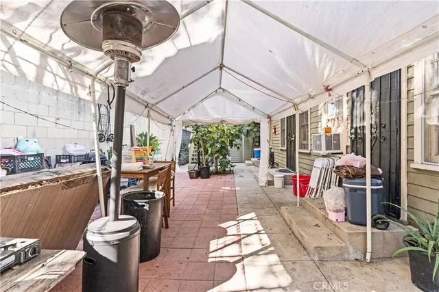 a view of street with sitting area