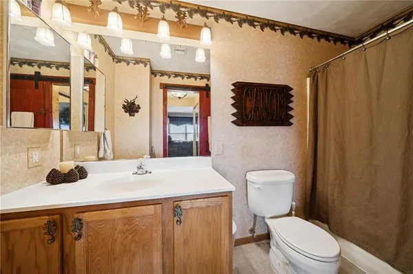 a bathroom with a sink a toilet a shower and a mirror