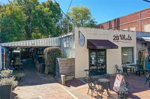 a front view of a building with street