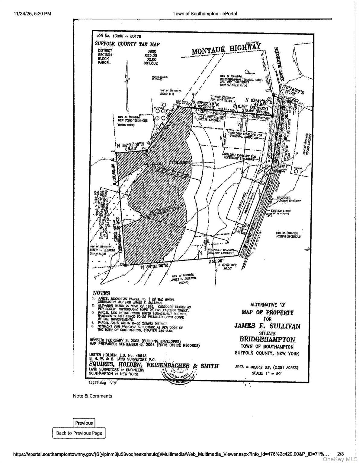 15 Hildreth Lane Bridgehampton, NY 11932 - Photo 4 of 4 Survey map / technical document