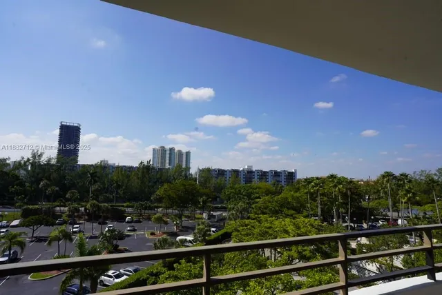 a view of a city from a balcony
