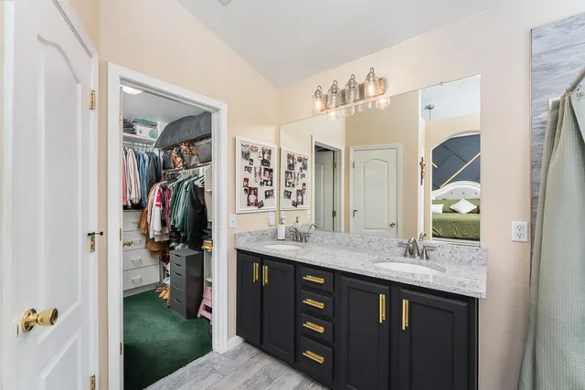 a view of a swimming pool with a garden