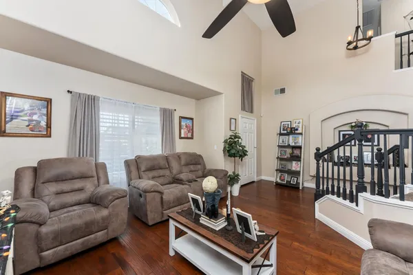 a living room with furniture