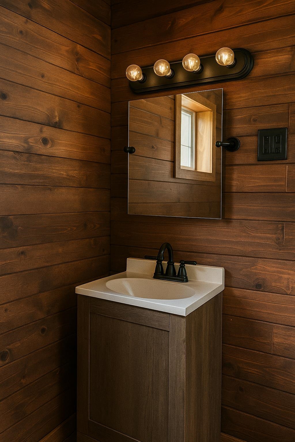 5344 Markusen Road Cromwell, MN 55726 - Photo 6 of 15 Bathroom with wood walls and vanity