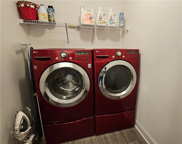 a utility room with dryer and washer